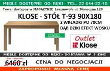KLOSE - STÓŁ T-93 90X180 2 WKŁADKI PO 70 CM